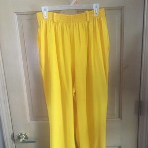 Anna G Rayon Blend Bright Yellow Elastic Waist Pant - Size 16